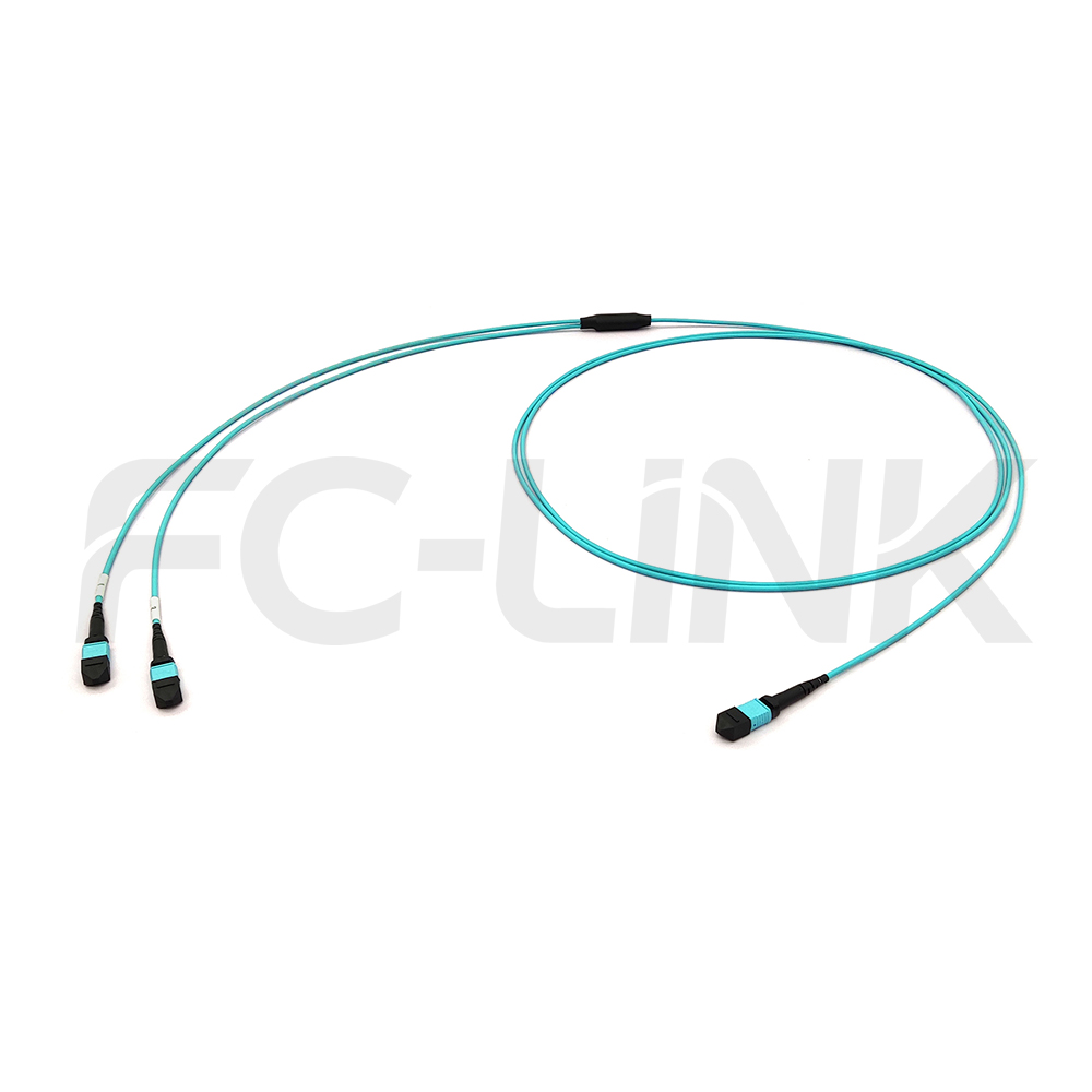 mpo16-2-mpo8-om3-mm-breakout-cable-main-1 MPO Breakout Cable, MPO-16 PC/APC(Female/Male) to 2 x MPO-8 PC/APC(Female/Male), 16 Fibers, Multimode(OM3),0.35dB Max, Aqua