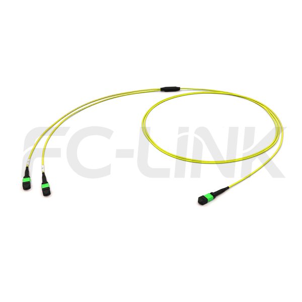 mpo16-2-mpo8-sm-os2-breakout-cable-gallery-1 MPO Breakout Cable, MPO-16 APC(Female/Male) to 2 x MPO-8 APC(Female/Male), 16 Fibers, Singlemode(OS2),0.35dB Max, Yellow
