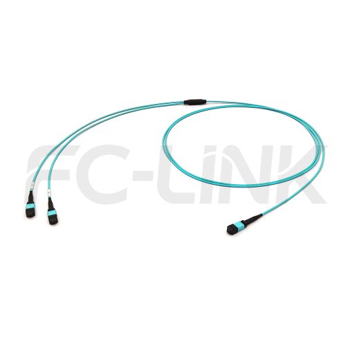 mpo24-2-mpo12-om3-mm-breakout-cable-main-1 MPO Breakout Cable, MPO-24 PC/APC(Female/Male) to 2 x MPO-12 PC/APC(Female/Male), 24 Fibers, Multimode(OM3),0.35dB Max, Aqua