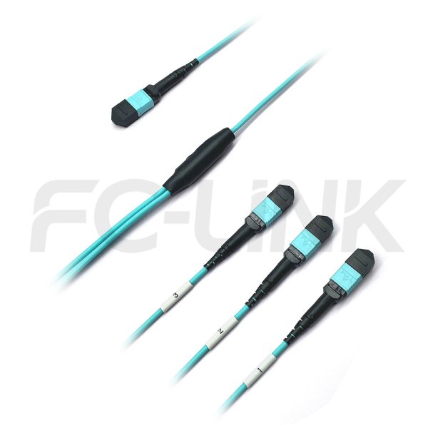 mpo24-3-mpo8-om3-mm-breakout-cable-gallery-1 MPO Breakout Cable, MPO-24 PC/APC(Female/Male) to 3 x MPO-8 PC/APC(Female/Male), 24 Fibers, Multimode(OM3),0.35dB Max, Aqua