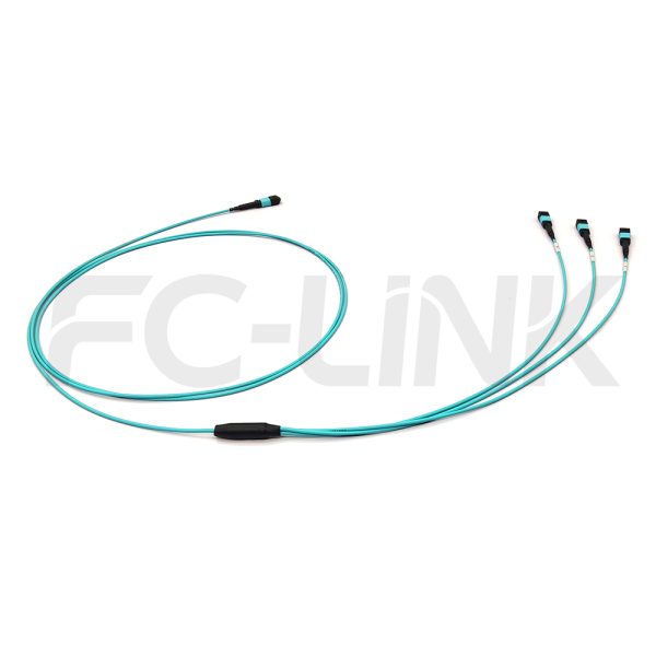 mpo24-3-mpo8-om3-mm-breakout-cable-gallery-5 MPO Breakout Cable, MPO-24 PC/APC(Female/Male) to 3 x MPO-8 PC/APC(Female/Male), 24 Fibers, Multimode(OM3),0.35dB Max, Aqua