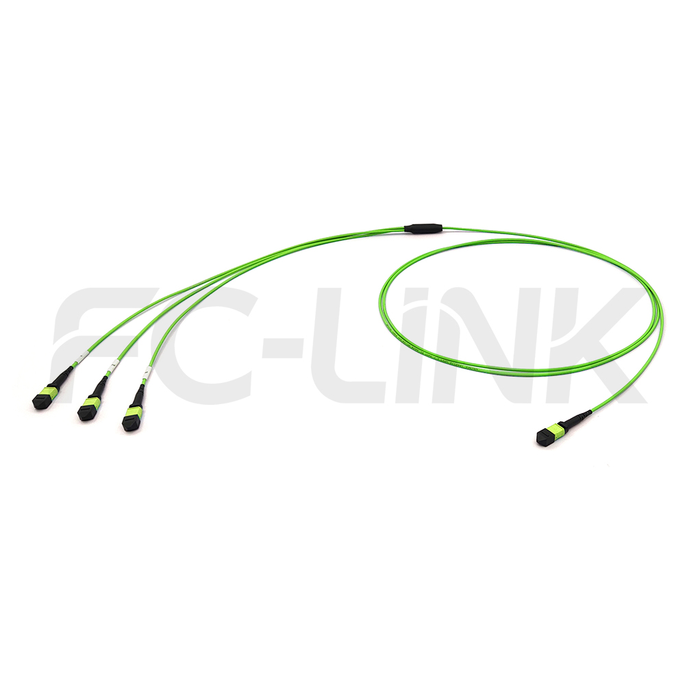 mpo24-3-mpo8-om5-mm-breakout-cable-main-1 MPO Breakout Cable, MPO-24 PC/APC(Female/Male) to 3 x MPO-8 PC/APC(Female/Male), 24 Fibers, Multimode(OM5),0.35dB Max, Lime Green