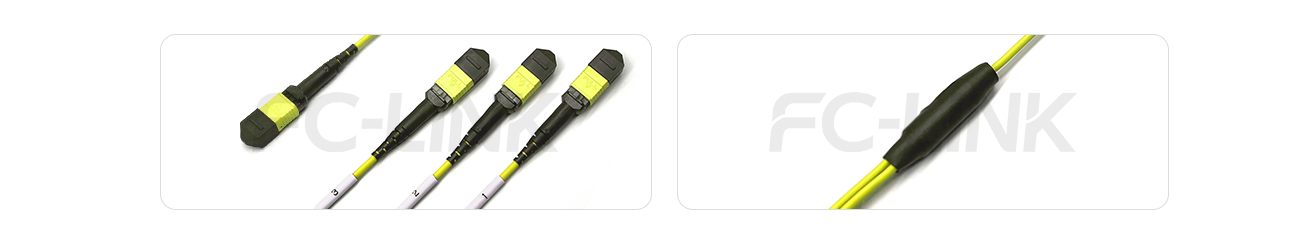 MPO Breakout Cable, MPO-24 APC(Female/Male) to 3 x MPO-8 APC(Female/Male), 24 Fibers, Singlemode(OS2),0.35dB Max, Yellow