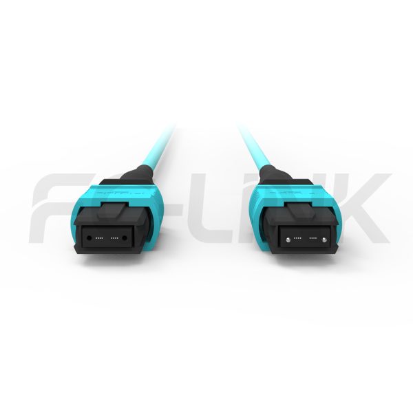 mpo8-2-mpo4-om3-mm-breakout-cable-gallery-2 MPO Breakout Cable, MPO-8 PC/APC(Female/Male) to 2 x MPO-4 PC/APC(Female/Male), 8 Fibers, Multimode(OM3),0.35dB Max, Aqua