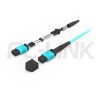 mpo8-2-mpo4-om3-mm-breakout-cable-gallery-3 MPO Breakout Cable, MPO-8 PC/APC(Female/Male) to 2 x MPO-4 PC/APC(Female/Male), 8 Fibers, Multimode(OM3),0.35dB Max, Aqua