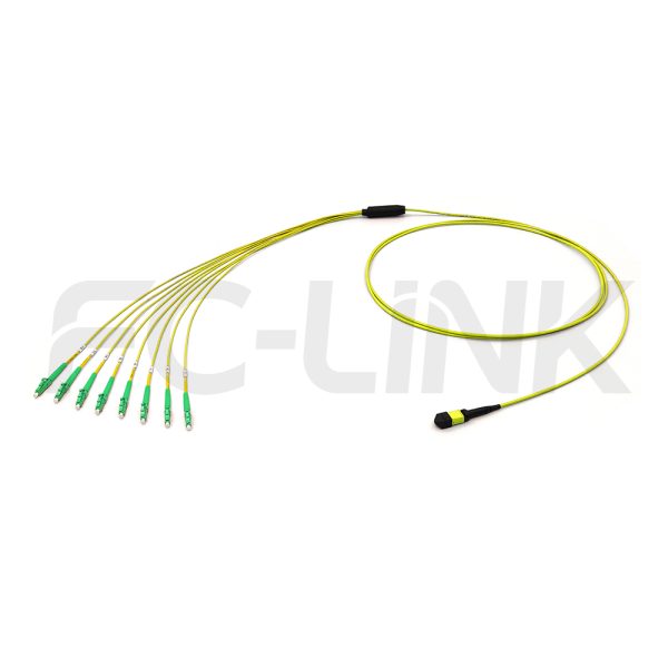 MPO Harness Cable, MPO-8 APC(Female/Male) to LC APC, 8 Fibers, Singlemode, 0.35dB Max, Type  A/AF/B/U, Yellow