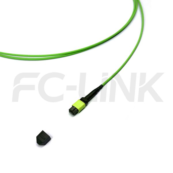 组2 MPO Harness Cable, MPO-24 PC/APC(Female/Male) to LC PC/APC, 24 Fibers, Multimode(OM5), 0.35dB Max, Type A/B/C/U, Lime Green