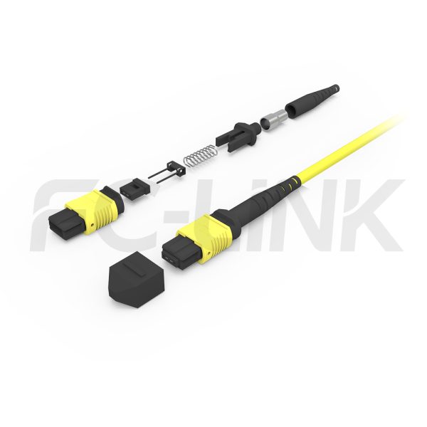 MPO Harness Cable, MPO-8 APC(Female/Male) to LC APC, 8 Fibers, Singlemode, 0.35dB Max, Type  A/AF/B/U, Yellow