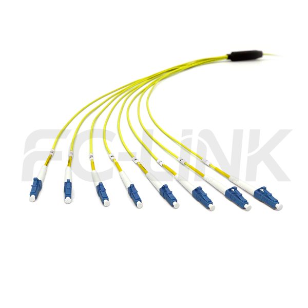 MPO Harness Cable, MPO-8 APC(Female/Male) to LC APC, 8 Fibers, Singlemode, 0.35dB Max, Type  A/AF/B/U, Yellow