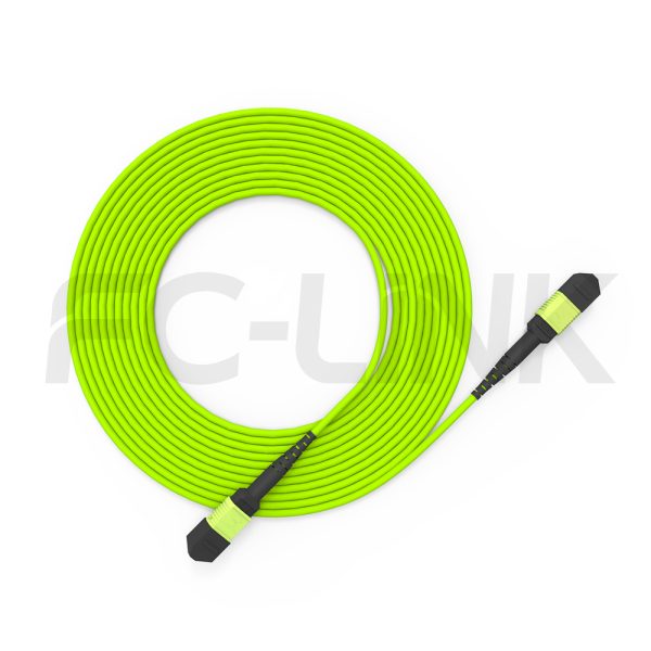 组6 MPO-8 Fiber Optic Cable - MPO to MPO OM5 Multimode, 8-Fiber Jumper Cord, for 400G SR4.2 Extended Reach, PC/APC Polish (Female/Male), Type A/B, Lime Green