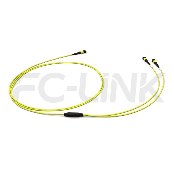 组7 MPO Breakout Cable, MPO-8 APC(Female/Male) to 2 x MPO-4 APC(Female/Male), 8 Fibers, Singlemode(OS2),0.35dB Max, Yellow