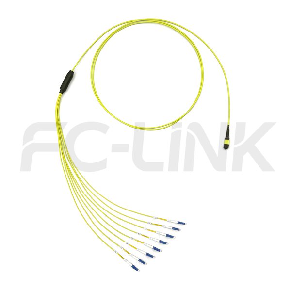 MPO Harness Cable, MPO-8 APC(Female/Male) to LC APC, 8 Fibers, Singlemode, 0.35dB Max, Type  A/AF/B/U, Yellow